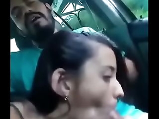 Indian ultra-cute Desi girlfriend Brobdingnagian blowjob near waterfall and in burnish apply Railway carriage
